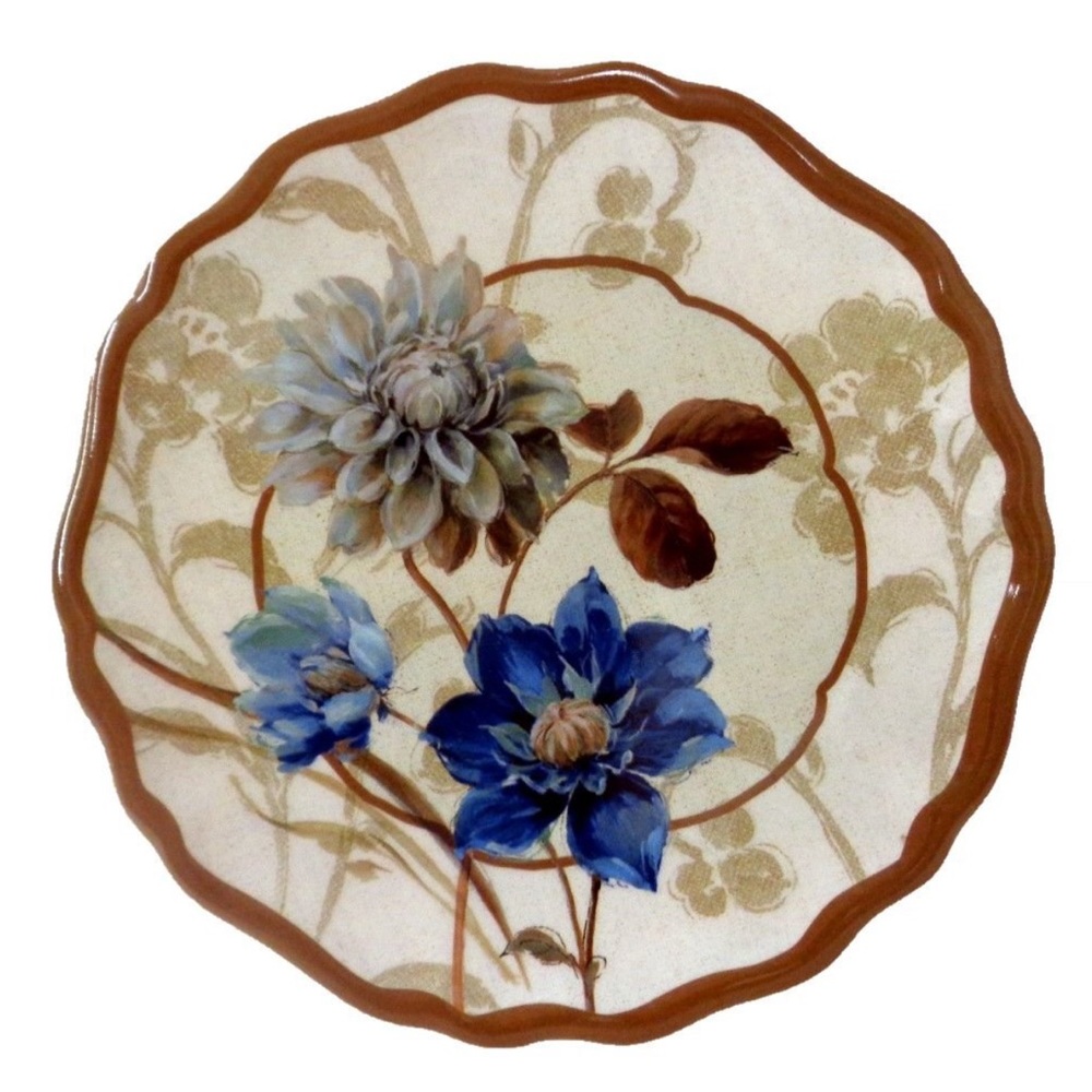 Keller Charles 6 Blue Note Melamine Hors D' Oeuvre Plates 5.9 Inches in Diameter